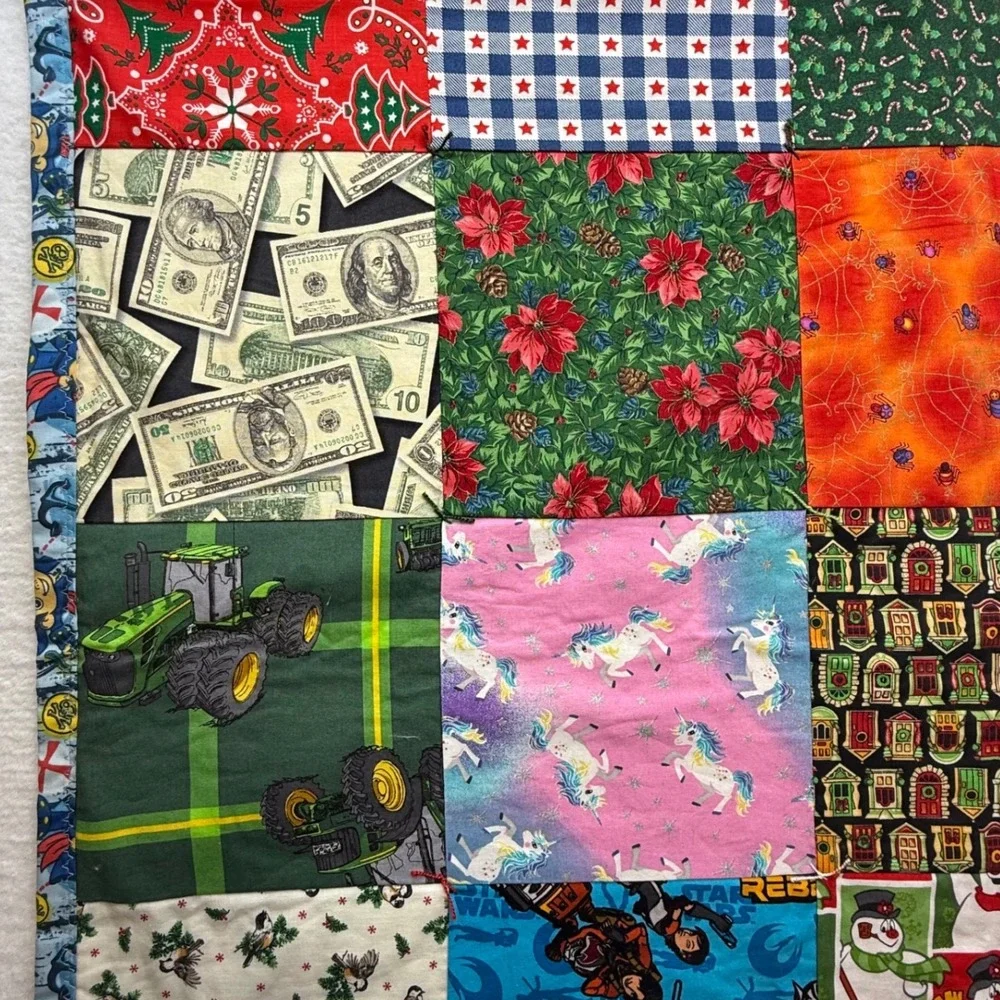 Handmade Patchwork Quilt Throw Blanket halloween Dogs‎ Money Christmas